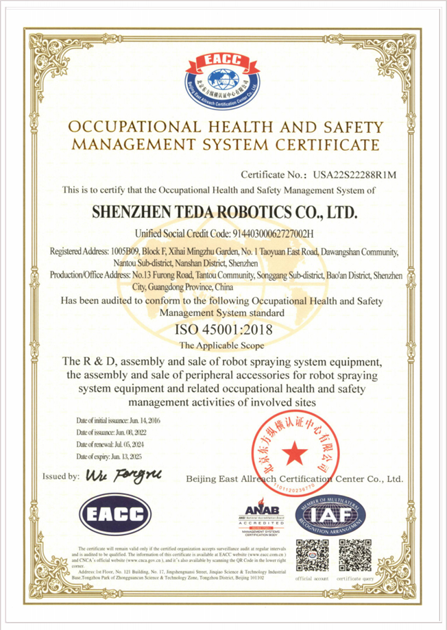 ISO45001:2018 Certificate