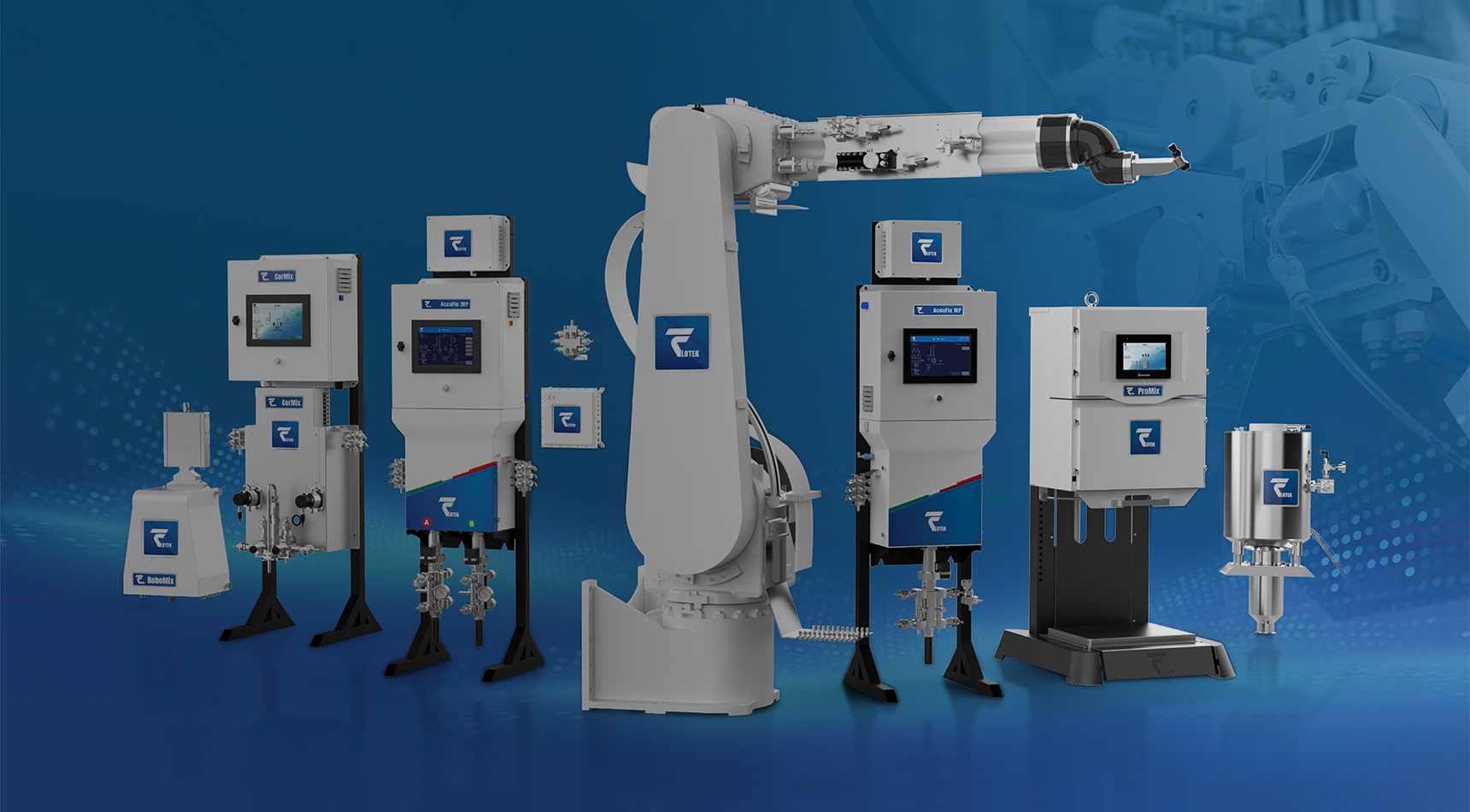Spraying, metering, mixing, conveying, dispensing, and controlling
